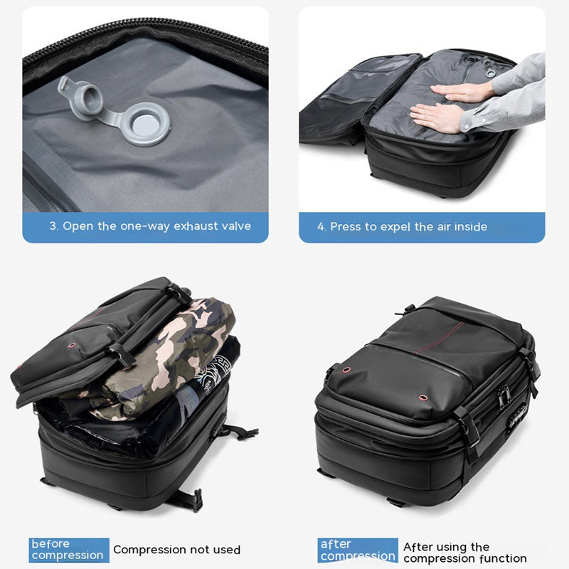 Men’s Business Travel Laptop Backpack with Compression, Large Capacity